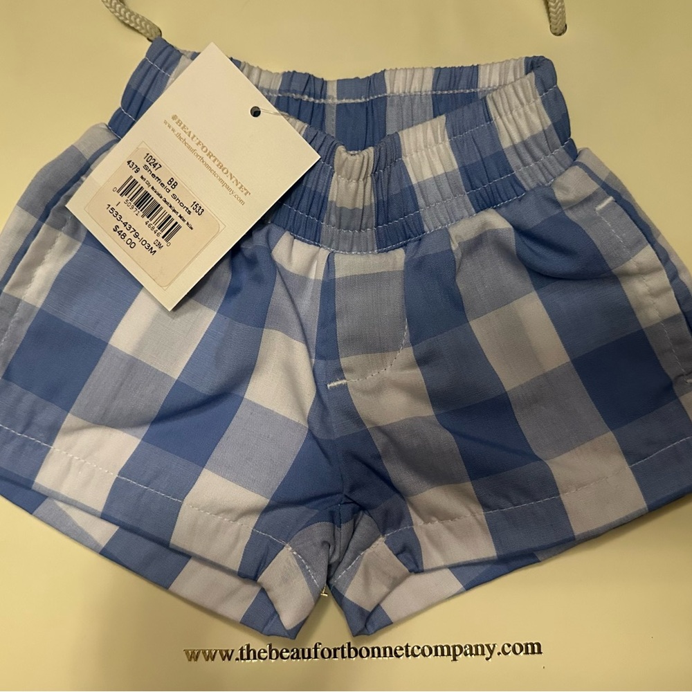 Blue and White Checkered TBBC boys Sheffield shorts